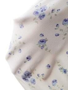 SHEIN Casual Printed Slim Fit Maternity Flare Pants - Blue - View 5