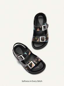 Cozy Pixies 1 Pair Of Summer Fashionable Versatile Dinosaur Fun Cute Children's Casual Soft Sole Lightweight Double Match Male Baby Flat Sandals - Black - View 2