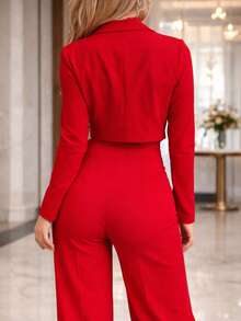 2 Pieces Red Executive Piazza Blazer New Neckline V Straps - Red - View 2