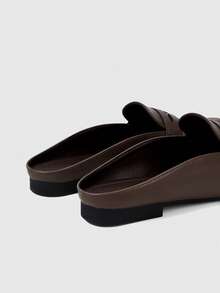 Sleekvia Women Shoes Spring And Summer New Round Toe Flat Bottom Brown Mule Women's Shoes Daily Versatile Commuter Semi-Drag Lazy Shoes Flat Bottom Women's Shoes - Coffee Brown - View 3