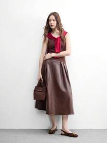 CUCCOO BIZCHIC 女士平底方头金属装饰露跟套脚鞋 - 咖啡棕 - 查看 2