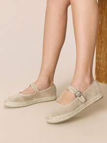 Styleloop Bohemian Style Holiday Style Leisure, Mary Jane Straw Rope Shoes, Bohemian Style, Travel Essentials, Summer Wear, Holiday Atmosphere - Mary Jane Khaki - View 6