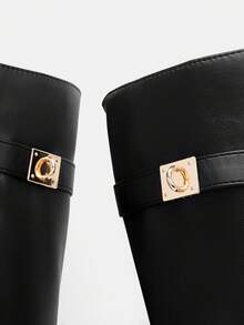 Glitzique 女士时尚靴子，过膝长靴，翻边靴，西部靴，裤靴，及膝靴，性感女靴，吸睛百搭，适合日常穿着，室内外皆宜，派对场合也适用，可搭配裙子、短裤，优雅女士踝靴和短靴，秋冬季必备 - 黑色 - 查看 8