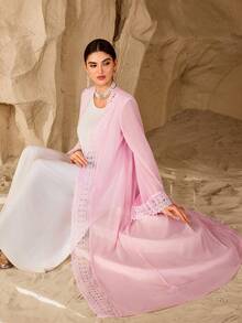 Modelyn Women's Turkish Maxi Dress & Arabic Traditional Abaya - Pink - View 7