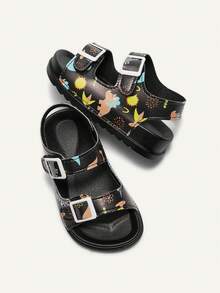 Cozy Pixies 1 Pair Of Summer Fashionable Versatile Dinosaur Fun Cute Children's Casual Soft Sole Lightweight Double Match Male Baby Flat Sandals - Black - View 3