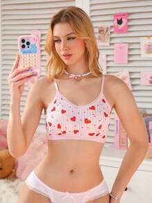 1pc Sweet Heart Spiral Print Lace Patchwork Women's Camisole - Multicolor - View 5