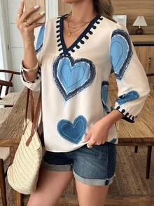 Elouméa 标准尺码 女士春夏定位心形印花休闲度假衬衫 - 彩色 - 查看 3