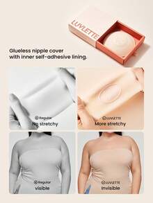 LUVLETTE Plus Reusable Not Sticky Self-Adhesive No-Show Light Nude Silicone Nipple Covers-No Glue In The Middle-Vanilla Wedding Bra - Vanilla - View 13
