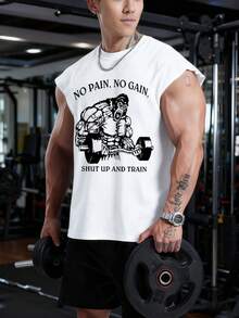 Gym Rark 男士标语星形印花休闲健身运动背心 - 白色 - 查看 3