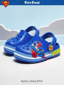 SUPERMAN X Cozy Pixies 1 Đôi dép xăng đan mùa hè màu xanh dương thời trang, dễ thương và đa năng, chống trơn trượt, thích hợp cho bé trai/trẻ sơ sinh, đi biển hoặc hoạt động ngoài trời. - Màu xanh lam - Xem 5