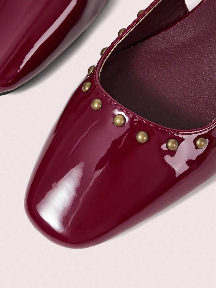 CUCCOO DOLLMOD Women's Fashion Black Patent Leather Mary Jane Low Heel Square Toe Flats For Christmas Spring Shoes