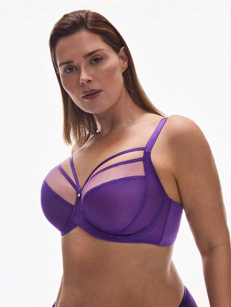 Plus Unlined Full Coverage Side Support Mesh Bra