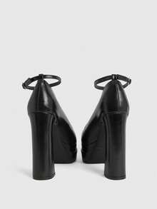 CUCCOO LuxiPop Women's Fashionable Elegant Commuter Waterproof Platform High Heels Valentine's Day - Black - View 4