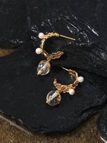 Opalesca Una variedad de pendientes con formas, colores y patrones de cuentas, adecuados para combinar con diferentes prendas de vestir, de estilo vintage, con decoración de cuentas, apropiados como accesorios de novia para bodas, de estilo hada, con decoración de perlas, adecuados para madres, damas y niñas, elegantes y de alta gama, con cuentas de cristal, apropiados como accesorios de novia para bodas, de estilo hada, con decoración de flores, con adornos de cristal, en color dorado - Dorado - Ver 4