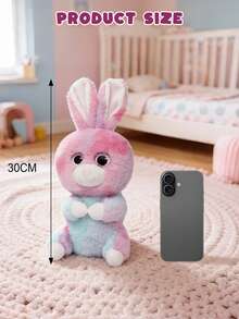 Juguete de peluche con forma de conejito rosa hecho de material de piel de conejo y piel sintética. Suave material de peluche corto. Muñeca de aguja rellena de fibra, un regalo perfecto para bebés. - Rosa - Ver 9