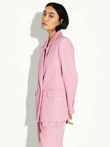KSTM Boxy Fit Women's Double Breasted Blazer With Notched Lapel And Button Detail For Professional Office Work Business Meeting Spring Fall Winter Fashion - Lilac Purple - View 3