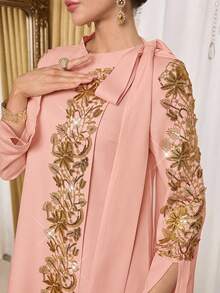 Al Najma 奢华白色高端晚礼服，阿拉伯风格女装 - 粉色 - 查看 7