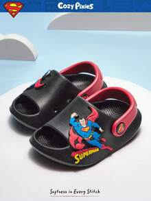 SUPERMAN X Cozy Pixies 1 đôi dép xăng đan đế bằng thoáng khí, thời trang, dễ thương, họa tiết 3D, thích hợp cho bé đi biển mùa hè, chống trơn trượt. - màu đen - Xem 5