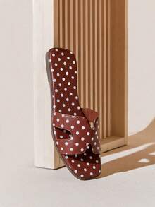 SHUZIA 女士波点镂空露趾软底棕色拖鞋 – 复古、艺术感十足且易于搭配，情人节必备 - 棕色 - 查看 7