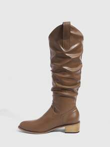 Daringsoles Women's PU Leather Versatile Fashion Mid-Calf Boots For Daily Wear - Brown - View 4