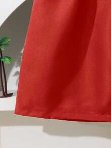 SHEIN Teen Boy Drawstring Waist Beach Swimshorts - Red - View 4