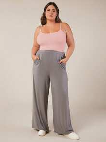 EMERY ROSE Camiseta de tirantes informal y sólida para tallas grandes en verano - Rosa - Ver 4