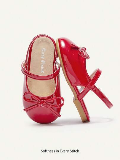 Cozy Pixies Un par de zapatos de mula de punta cerrada con lazo, de estilo princesa, versátiles, casuales, blancos, para fiestas, lindos, de estilo universitario para niña y bebé, zapatos planos para la temporada de bodas