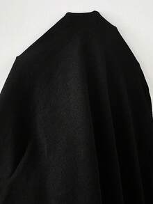 SHEIN CURVE+ Áo thun nữ tay ngắn màu trơn, có khóa kéo nửa thân, cỡ US22, phong cách lễ hội âm nhạc, kỳ nghỉ bên bờ biển, phong cách bohemian, kiểu dáng rộng rãi, màu đen, áo thun thường ngày. - màu đen - Xem 10