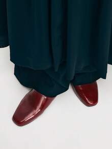 Mnmlis Zapatos de mujer para primavera y verano, nuevos modelos. Diseño cuadrado simple para uso en casa, citas, tardes de té. Populares zapatos planos tipo mula - Burdeos - Ver 3