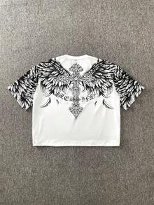 STEELVANCE RWCY097 男士圆领印花图案T恤，街头时尚男士图案T恤 - 白色 - 查看 1