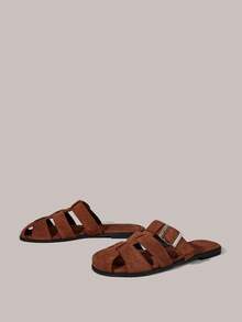 Styleloop Ladies, Buckles, Trim, Flat Sandals - Brown - View 2