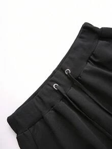 Manfinity Sport Corelite Pantalones jogger con cordón en la cintura y bolsillo para hombres con estampado de letras - Negro - Ver 5