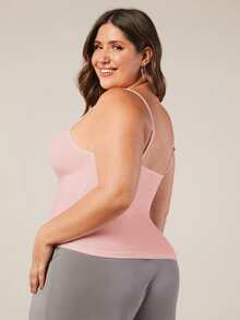 EMERY ROSE Camiseta de tirantes informal y sólida para tallas grandes en verano - Rosa - Ver 2