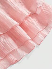 ROMWE Sweet Water-Soluble Lace Floral Ruffle Tie-Neck Women Camisole - Multicolor - View 4