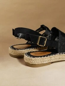 Rosivie Women's Casual Versatile Simple Buckle Flat Sandals - Black - View 4