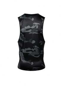GymBeat Men's Camouflage Print Casual Sports Tank Top - Black - View 2