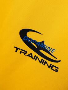 Manfinity Sport Polished Men's Letter Print Slim Fit Long Sleeve Athletic T-Shirt - Yellow - View 7