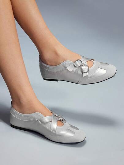 CUCCOO GRLICON Women's Casual Buckle Decor Flat Loafers Y2K