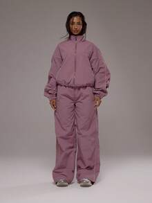 Musera Sport Áo khoác thể thao dáng rộng cổ cao, đường may tinh tế, thích hợp cho tập luyện, tập gym, pilates, thể dục, mặc hàng ngày, màu thạch anh khói. - Bold Plum - Xem 3