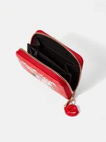 Betty Boop x SHEIN 1 Big Red Red Lip Dog Print Fashionable Short Wallet - Big red - View 5