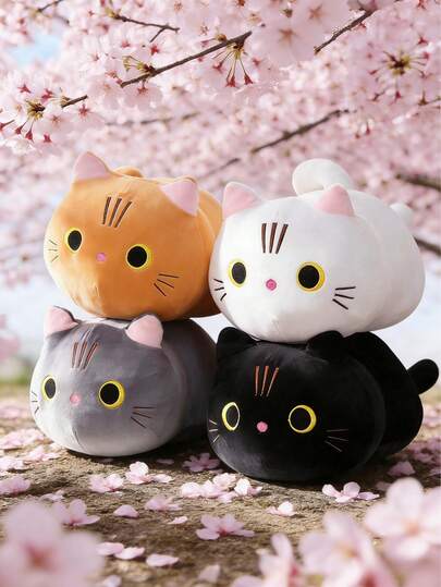 POKOJA LAND Lovely Kitten Plush Toy Cat Toy With Long Tail Realistic Kitten Appearance Brown White Grey Black Optional Warm Cat Plush Doll For Friends Kids Love Perfect Birthday And Valentine Day Easter Children's Day And Other Holiday Gifts Party Gifts