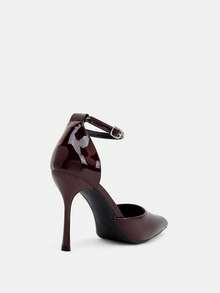 Glitzique Giày cao gót quai điều chỉnh cho nữ Thu/Đông 2025, Mũi nhọn 10cm, Chất liệu PU màu nâu cà phê, Thích hợp để mặc hàng ngày/dự tiệc, Thanh lịch, Giày cao gót nữ, Thanh lịch - Cà phê nâu - Xem 3