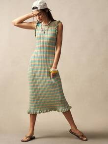 Bohemela 波西米亚风海滩度假女士轻薄毛衣连衣裙 - 彩色 - 查看 6