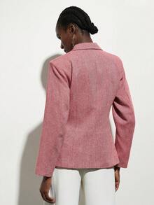 Aveloria Modichic 早春女士不对称袖刺绣拼接长袖西装外套 - 紅色 - 查看 2