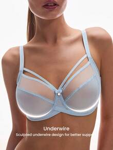 LUVLETTE Bra Minimizer Dream Curve Air Blue Tanpa Lapisan, Cakupan Penuh, Penopang Samping, Jaring Berudara, Nyaman dan Ringan - Baby Blue - View 4