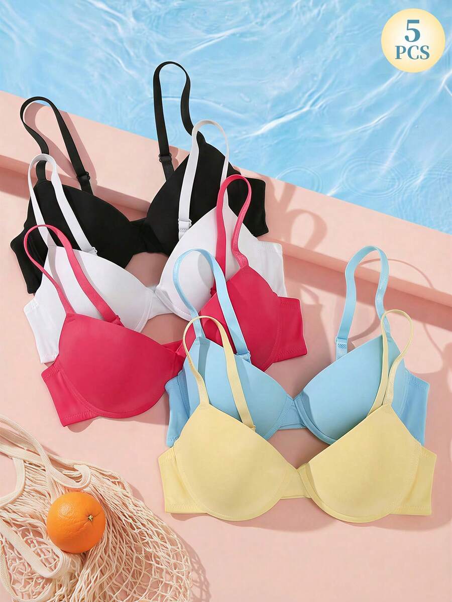 5pcs/Set Women's Underwire Bras - Multicolor - View 1