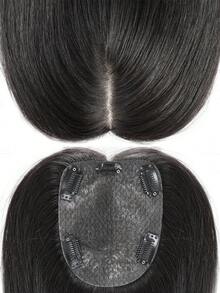 Human Hair Toppers Free Parted 10x12cm Base Hand-Wovened 100% Real Hairpieces, With Invisible Clips-In For Women, For High Hairline/Adding Volume On Top Natural Black Color - Natural Black - View 6