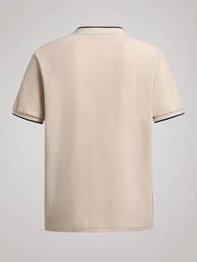 Officeau 男士简约时尚休闲日常穿着短袖 Polo 衫 - 杏色 - 查看 9