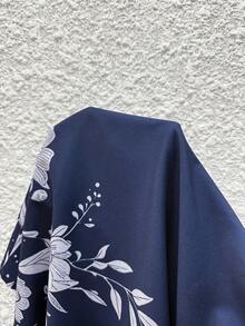 EMERY ROSE Conjunto de 2 piezas de camisa y pantalón de talla grande con estampado floral en azul marino - Azul Marino - Ver 7