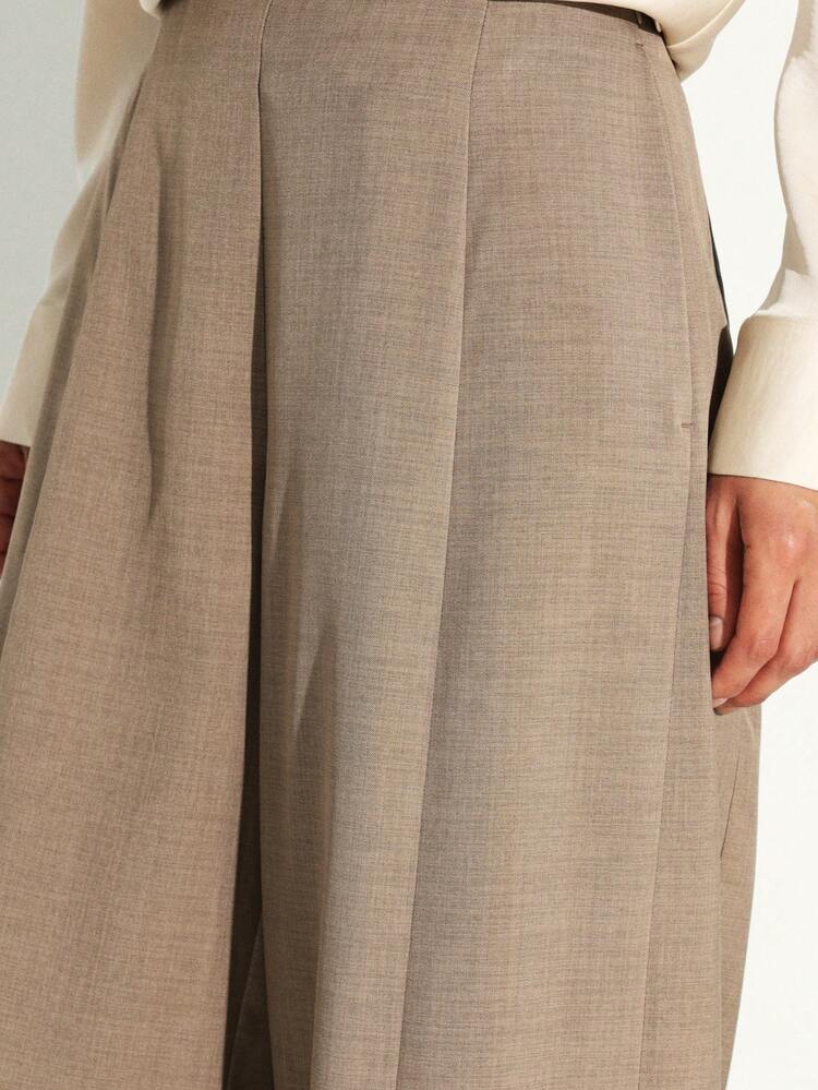 KSTM Women's Tailored Barrel Leg High Waisted Wide Leg Trousers Fall Winter Office Professional Pants